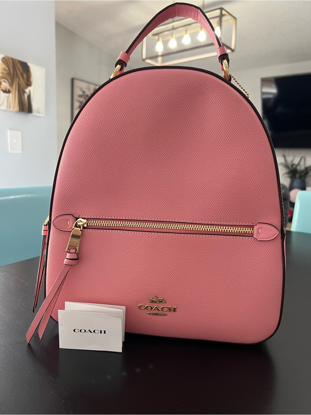 Coach Jordyn Backpack F76624 Pink Petal Crossgrain Leather Gold Hardware